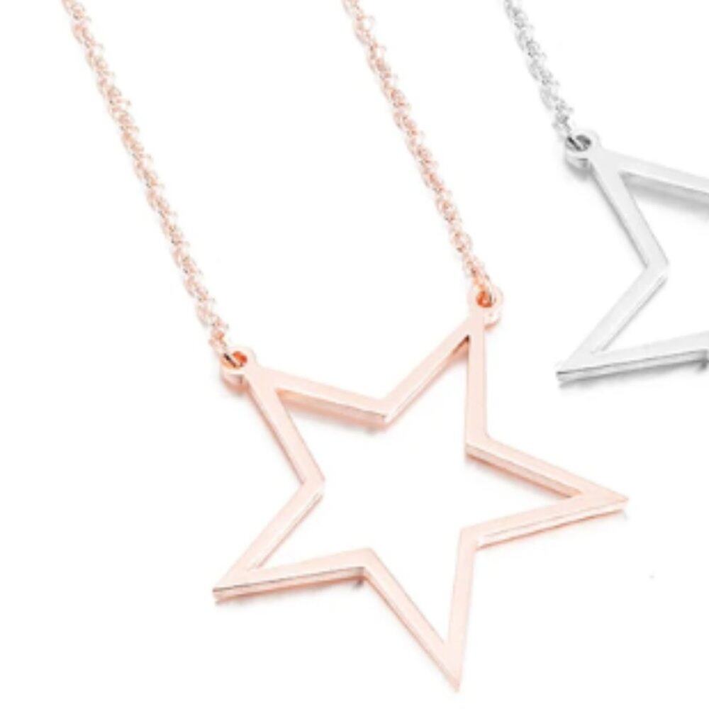 Stars Hollow Necklace — Waterproof Stainless Steel in Rose Gold